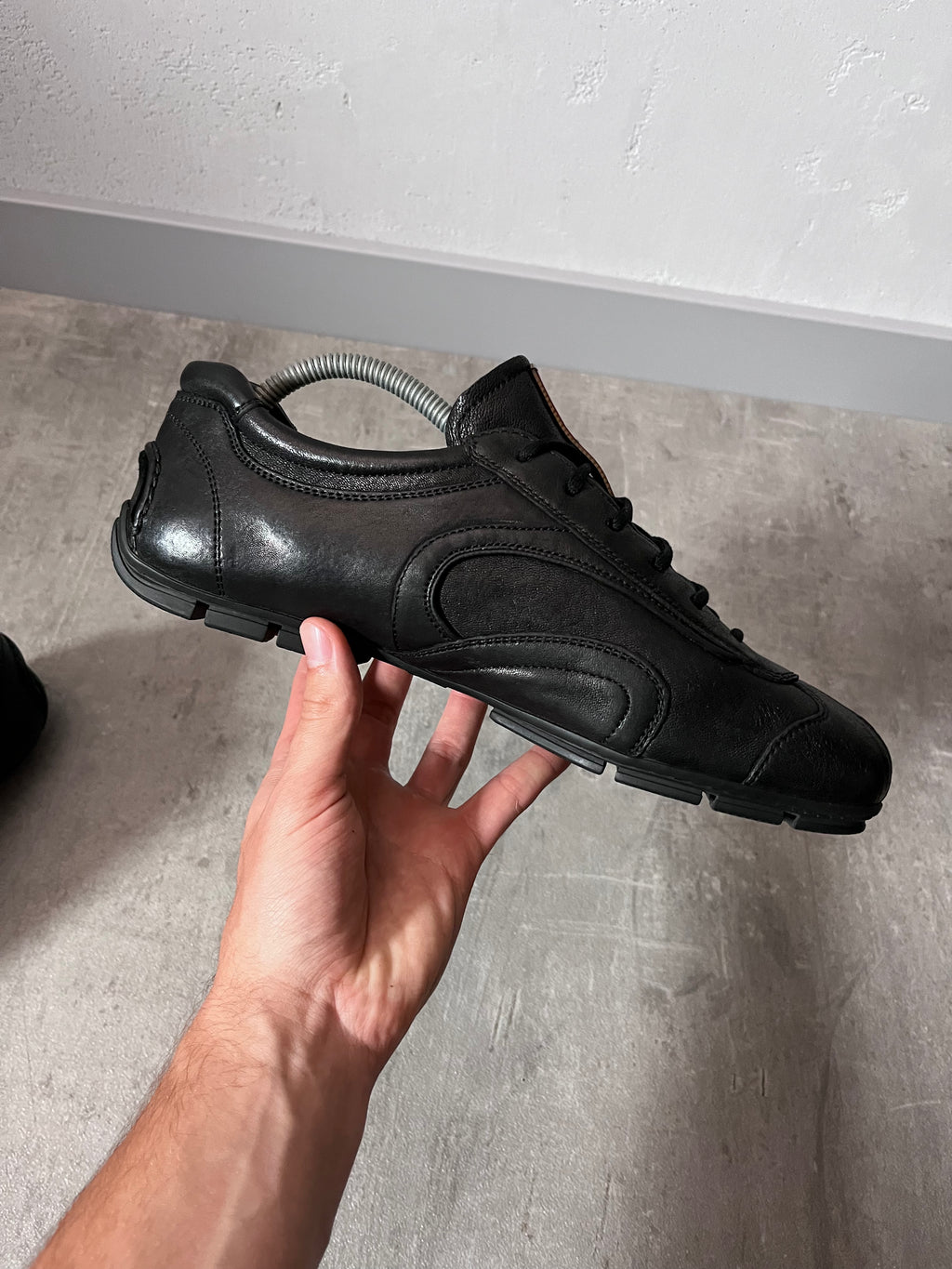 2000s Prada Sport Monte Carlo Leather Low Shoes Black Men - 41