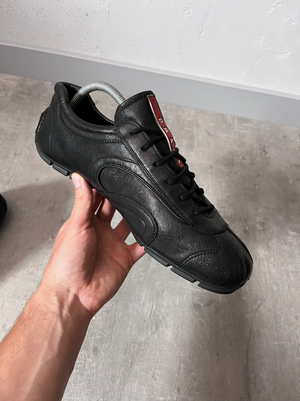 2000s Prada Sport Monte Carlo Leather Low Shoes Black Men - 41