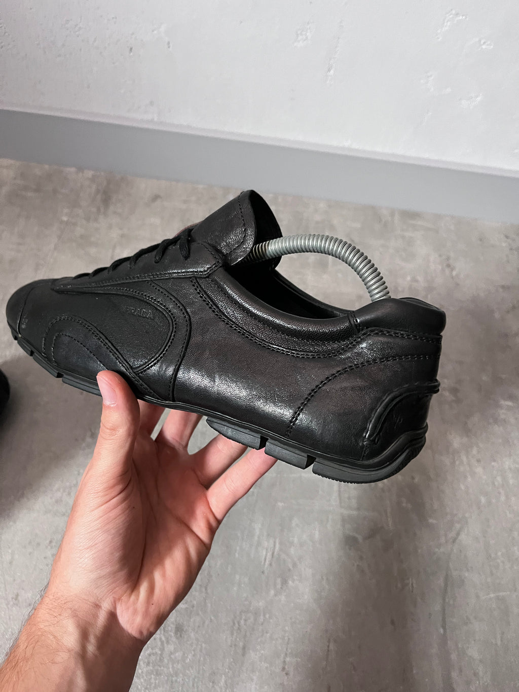 2000s Prada Sport Monte Carlo Leather Low Shoes Black Men - 41