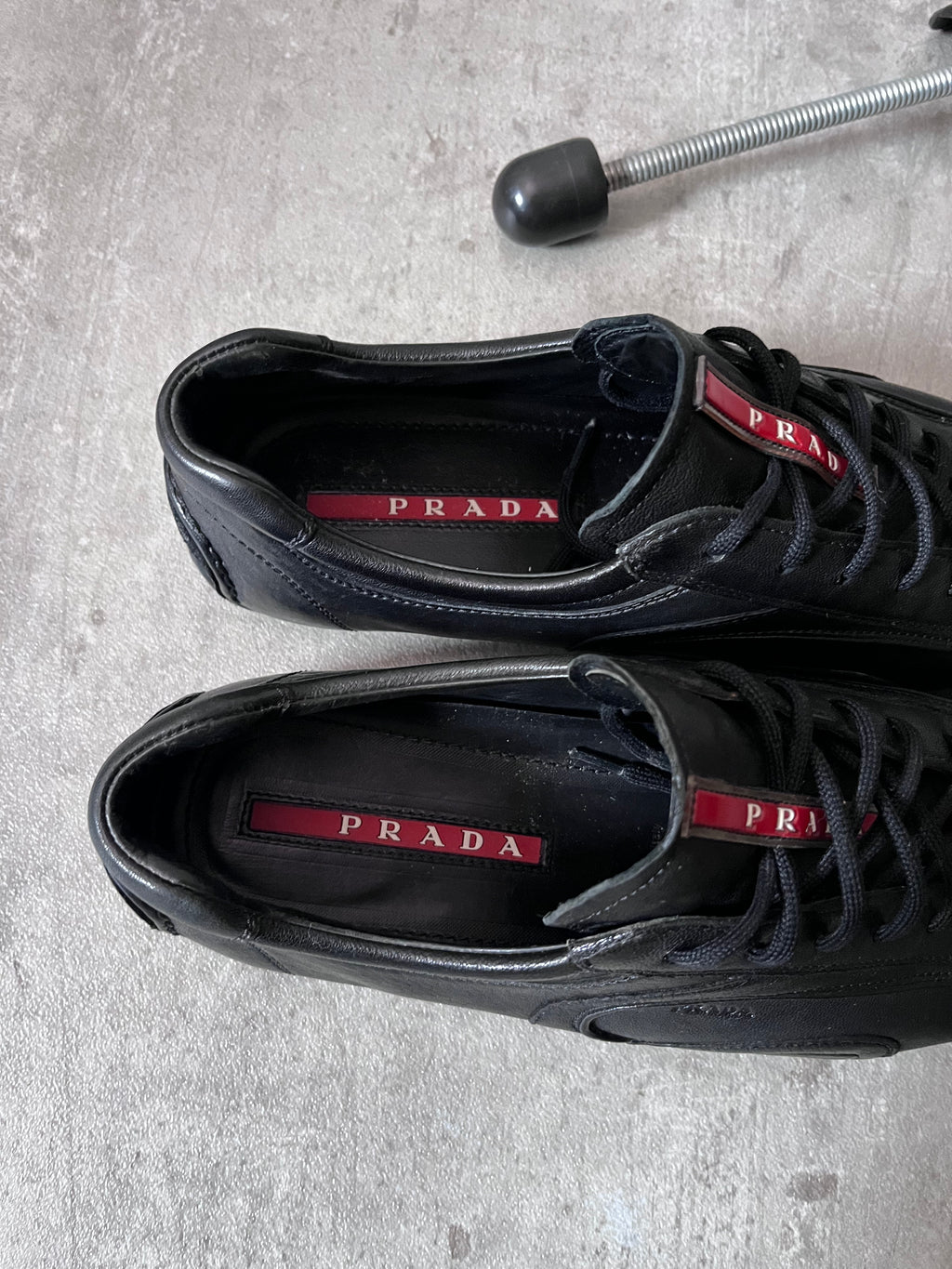 2000s Prada Sport Monte Carlo Leather Low Shoes Black Men - 41