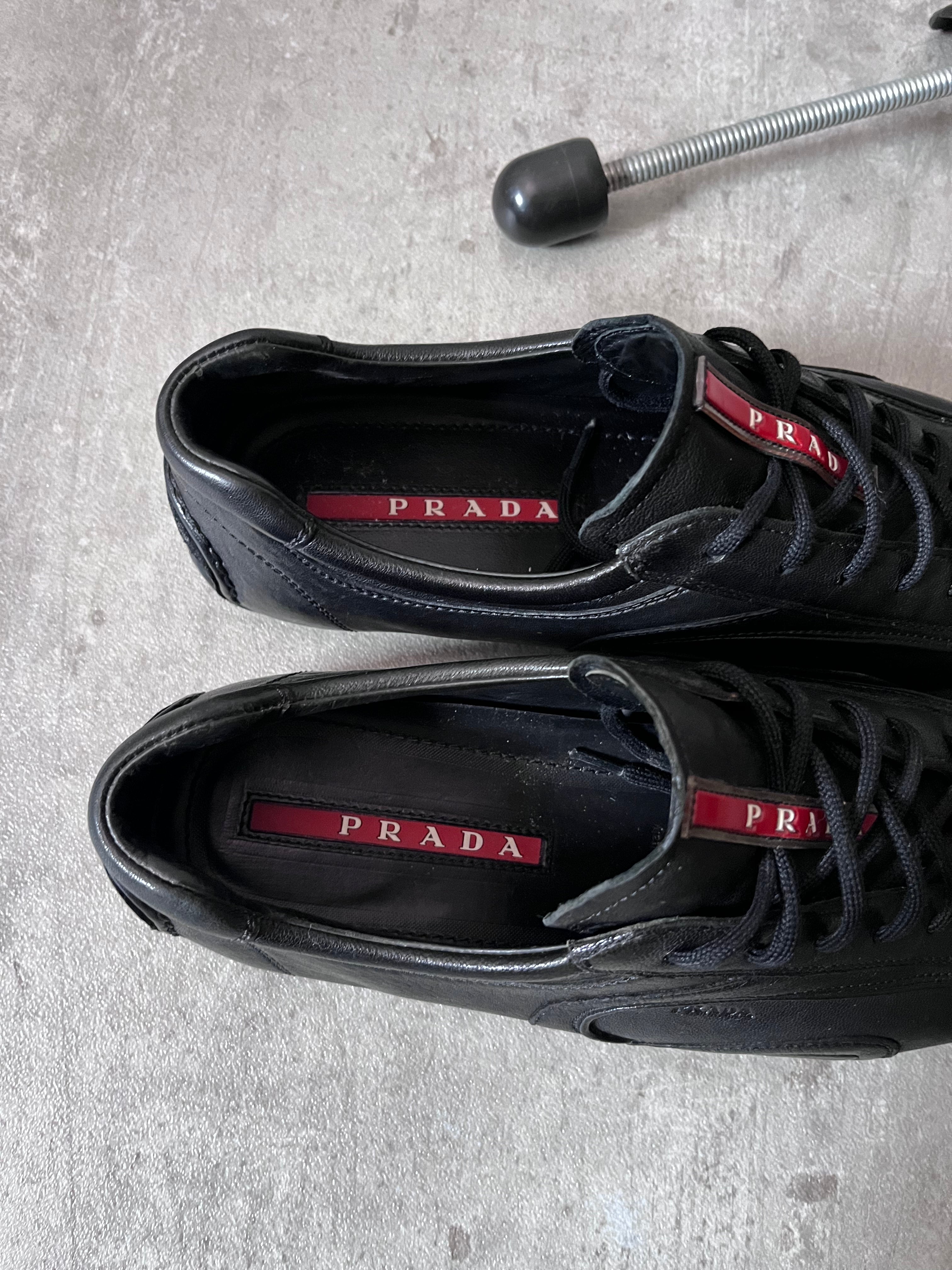 2000s Prada Sport Monte Carlo Leather Low Shoes Black Men - 41
