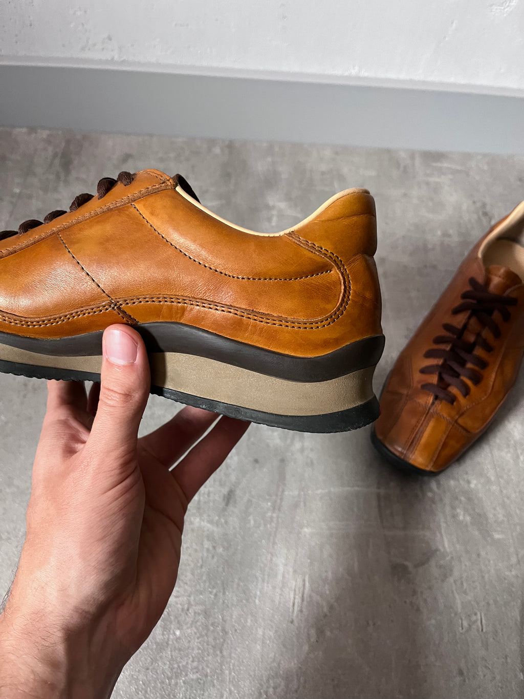 Prada Vintage Oxfords Leather Shoes Brown Women - 36