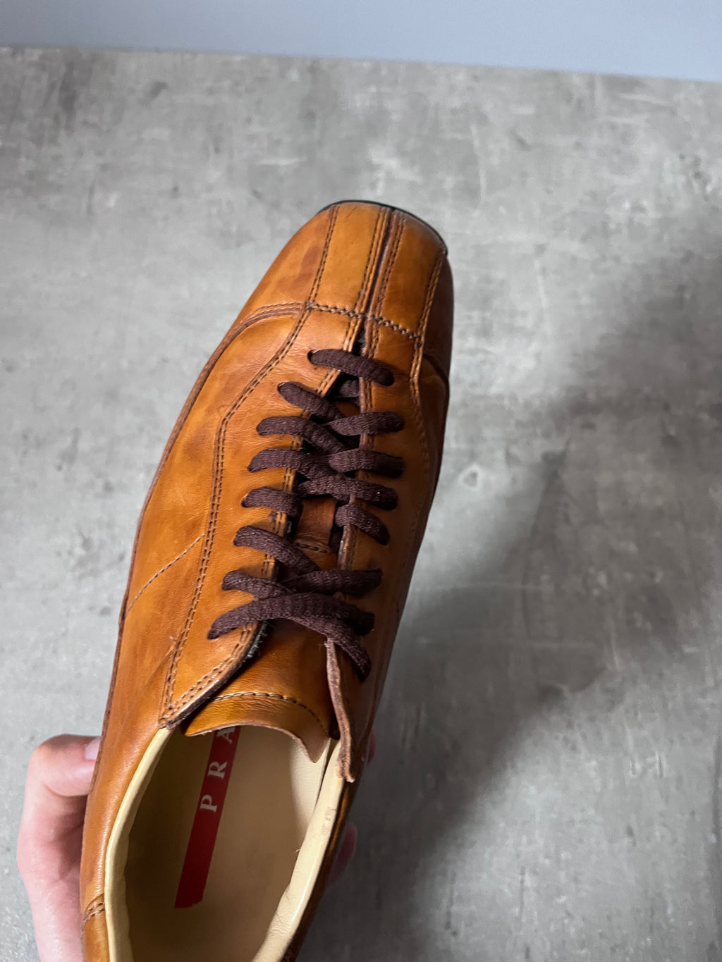 Prada Vintage Oxfords Leather Shoes Brown Women - 36