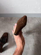 F/W 2001 Miu Miu Suede Cutout T-Strap Pumps Heels Brown Women - 36