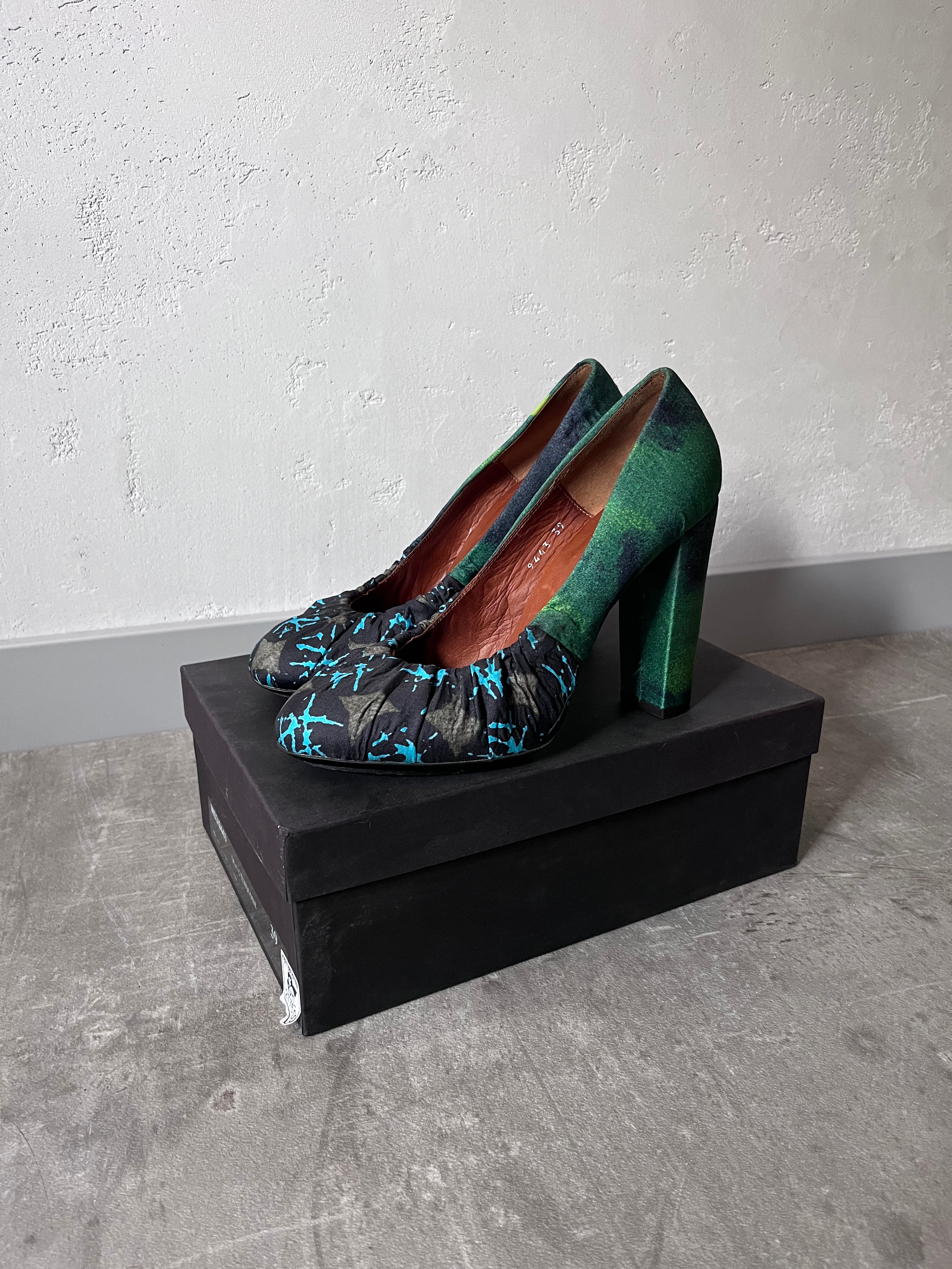 Dries Van Noten Ruched Pumps Heel Turquoise Green Women - 39