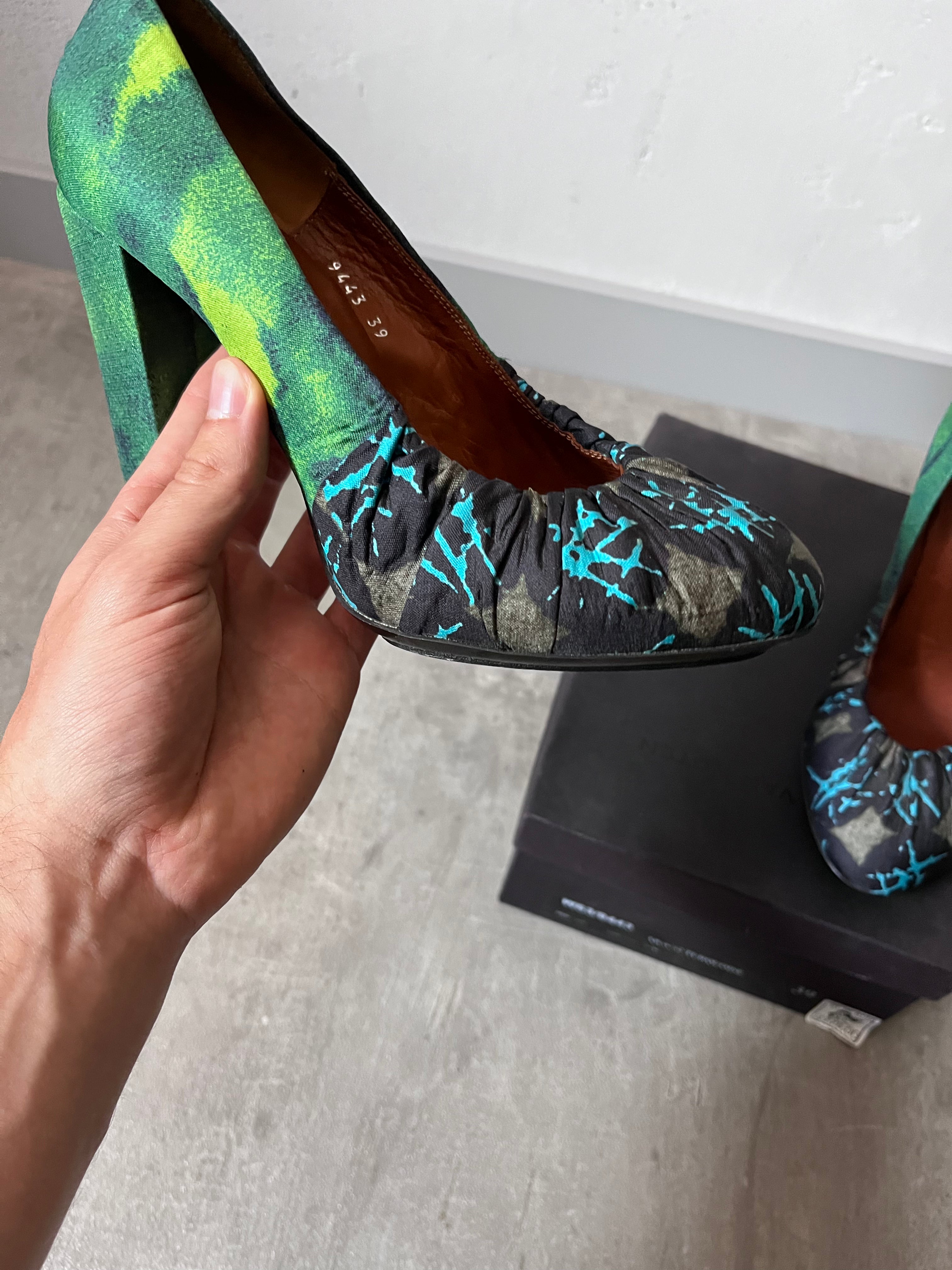 Dries Van Noten Ruched Pumps Heel Turquoise Green Women - 39