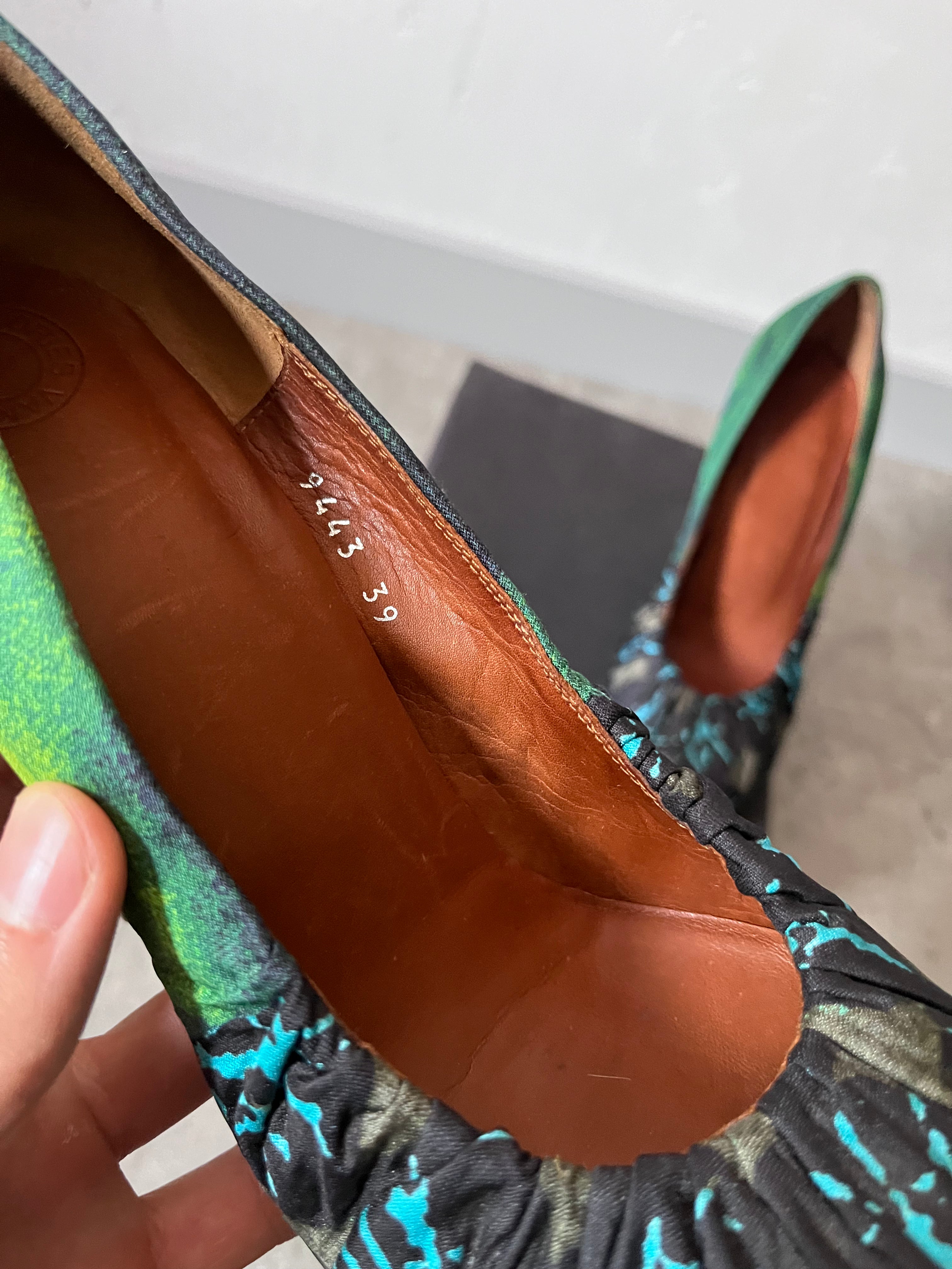 Dries Van Noten Ruched Pumps Heel Turquoise Green Women - 39