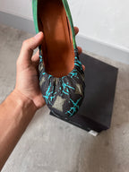 Dries Van Noten Ruched Pumps Heel Turquoise Green Women - 39