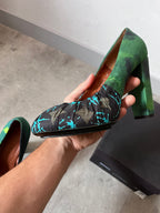 Dries Van Noten Ruched Pumps Heel Turquoise Green Women - 39