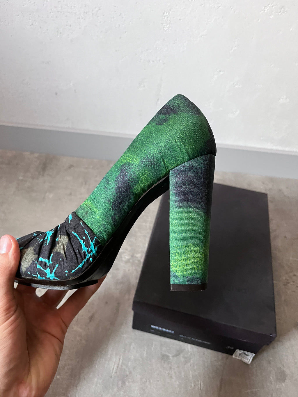 Dries Van Noten Ruched Pumps Heel Turquoise Green Women - 39