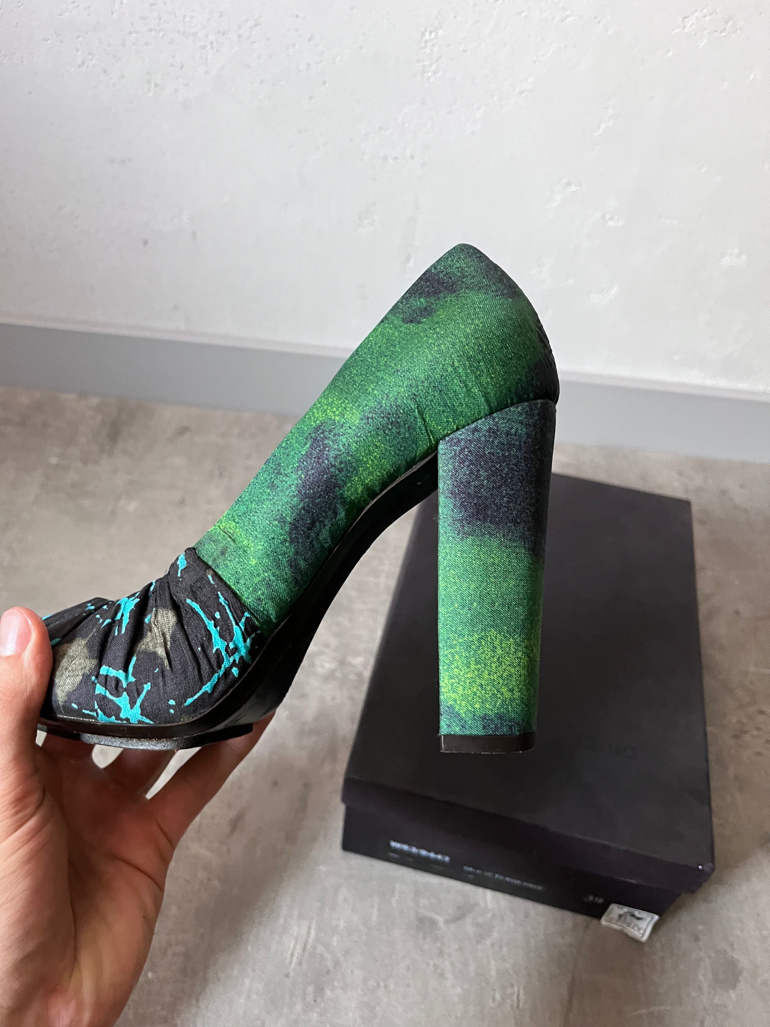 Dries Van Noten Ruched Pumps Heel Turquoise Green Women - 39