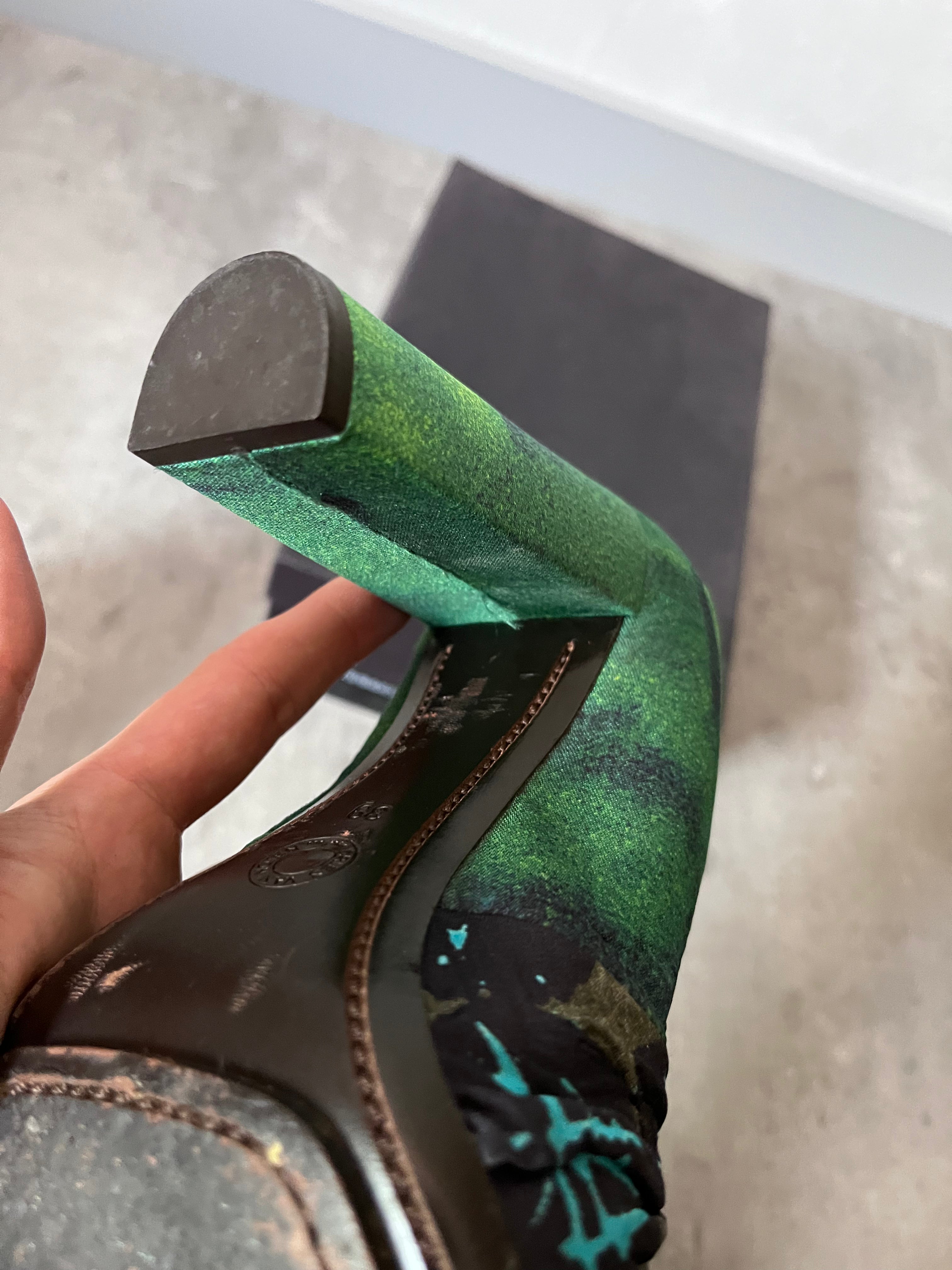 Dries Van Noten Ruched Pumps Heel Turquoise Green Women - 39