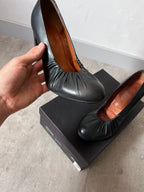 Dries Van Noten Leather Ruffle Embellishment Pumps Heels Dark Navy Women - 38,5