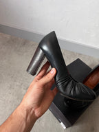 Dries Van Noten Leather Ruffle Embellishment Pumps Heels Dark Navy Women - 38,5