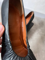Dries Van Noten Leather Ruffle Embellishment Pumps Heels Dark Navy Women - 38,5