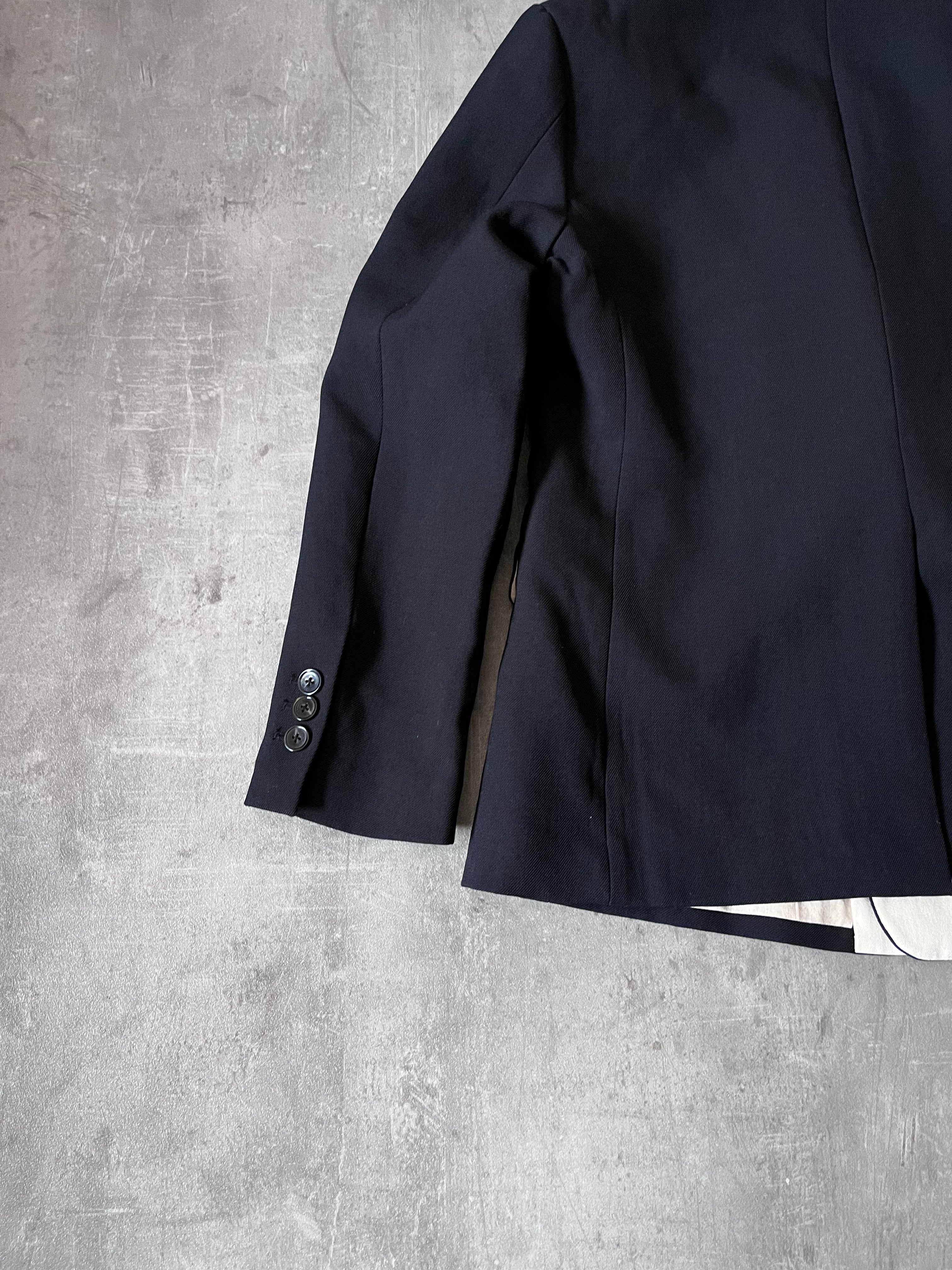 S/S 2020 Raf Simons Sword Collar Lapel Wool Blazer Jacket Black Men - S