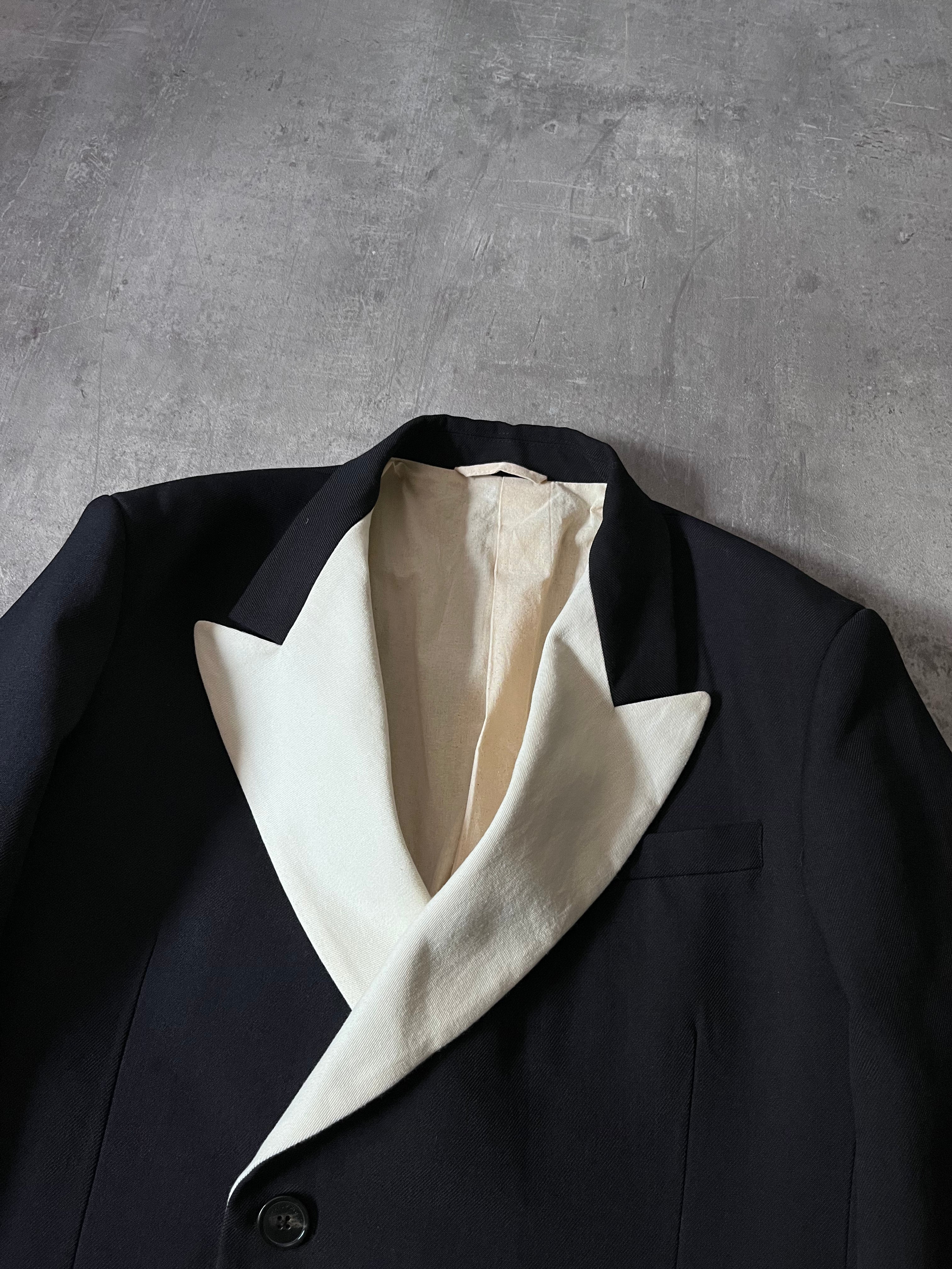 S/S 2020 Raf Simons Sword Collar Lapel Wool Blazer Jacket Black Men - S