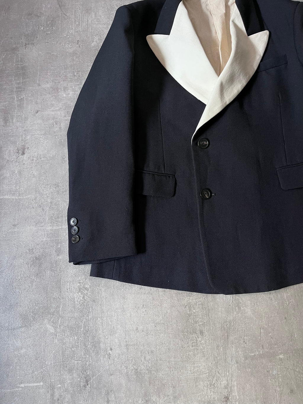 S/S 2020 Raf Simons Sword Collar Lapel Wool Blazer Jacket Black Men - S