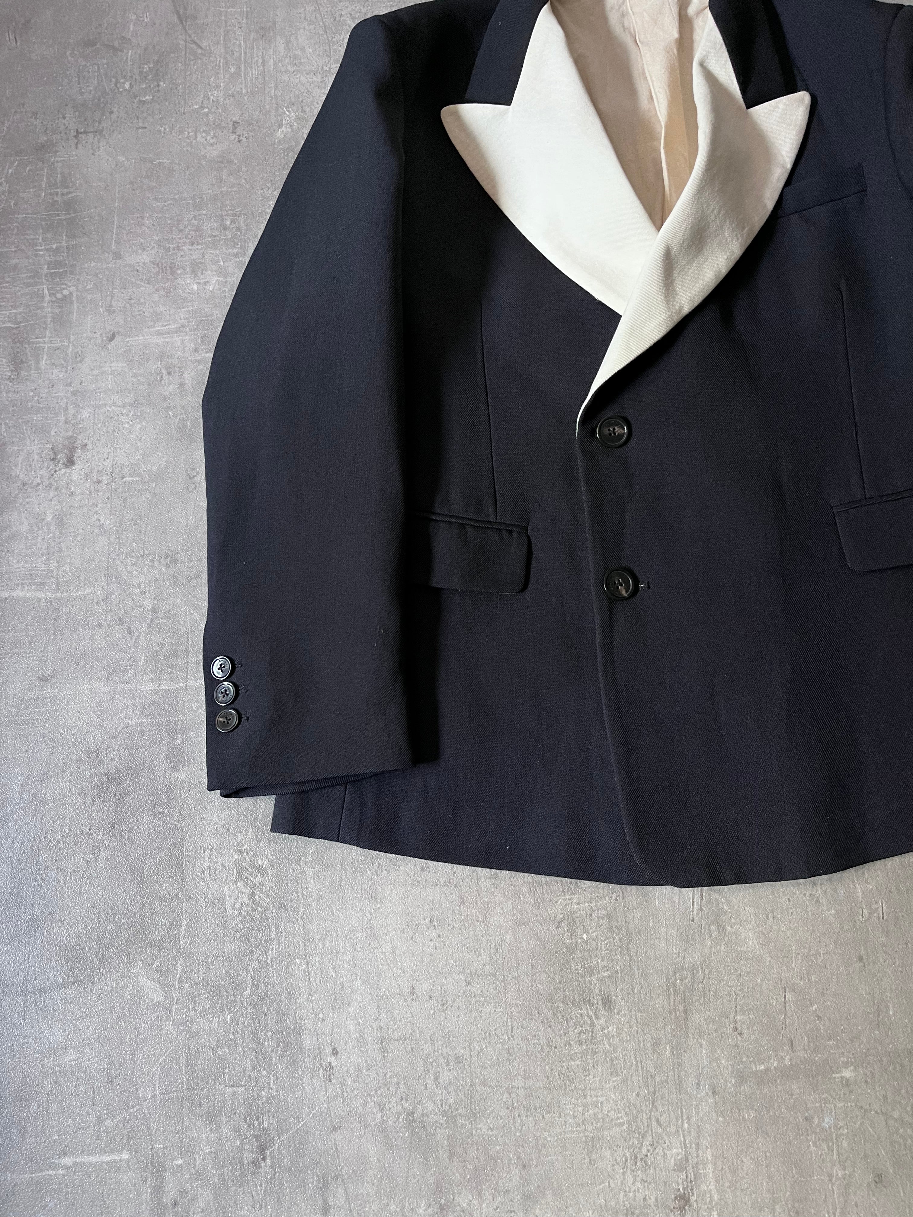 S/S 2020 Raf Simons Sword Collar Lapel Wool Blazer Jacket Black Men - S