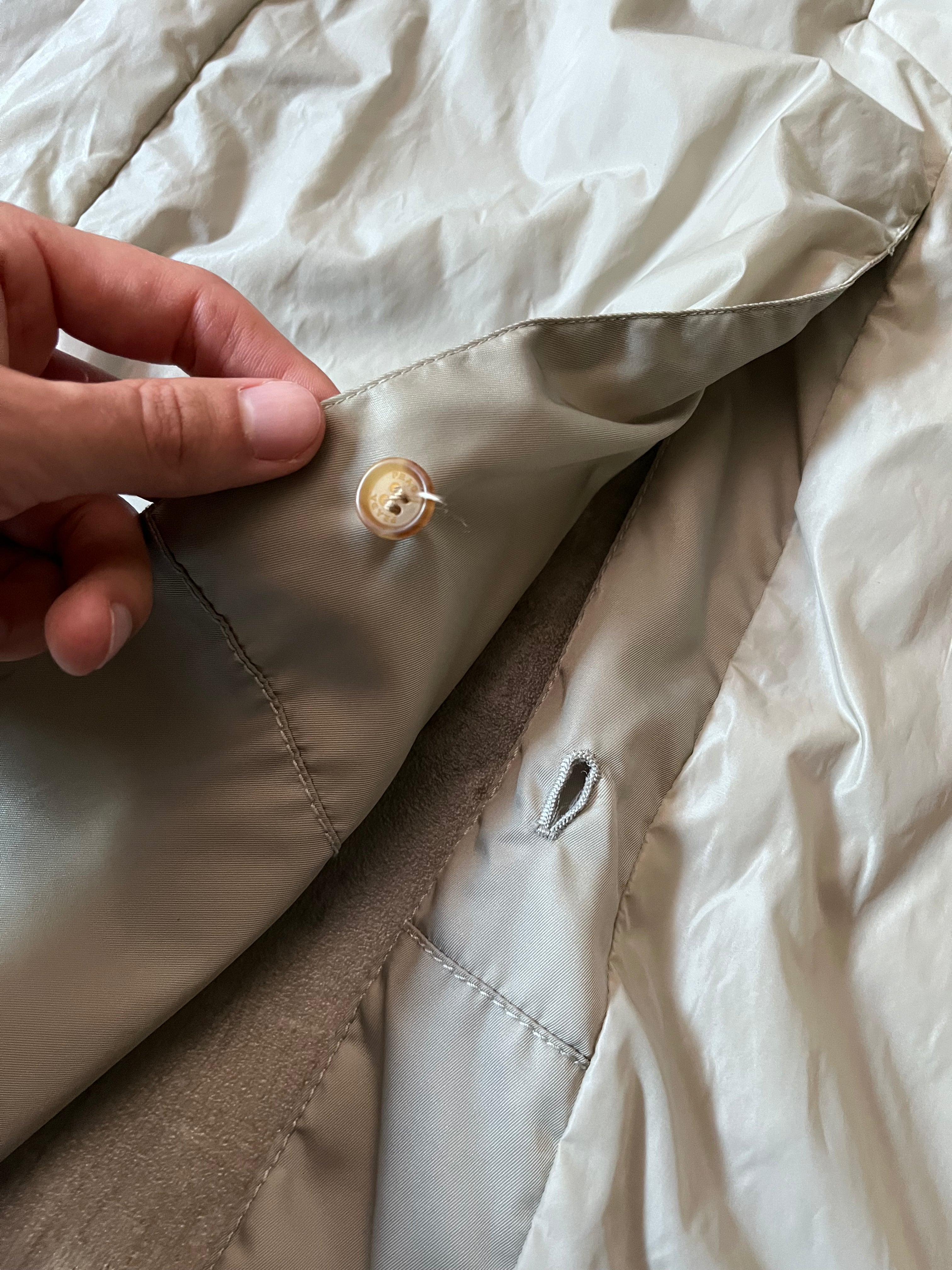 2008 Prada Nylon Double Breasted Trench Coast Jacket Beige Women - L