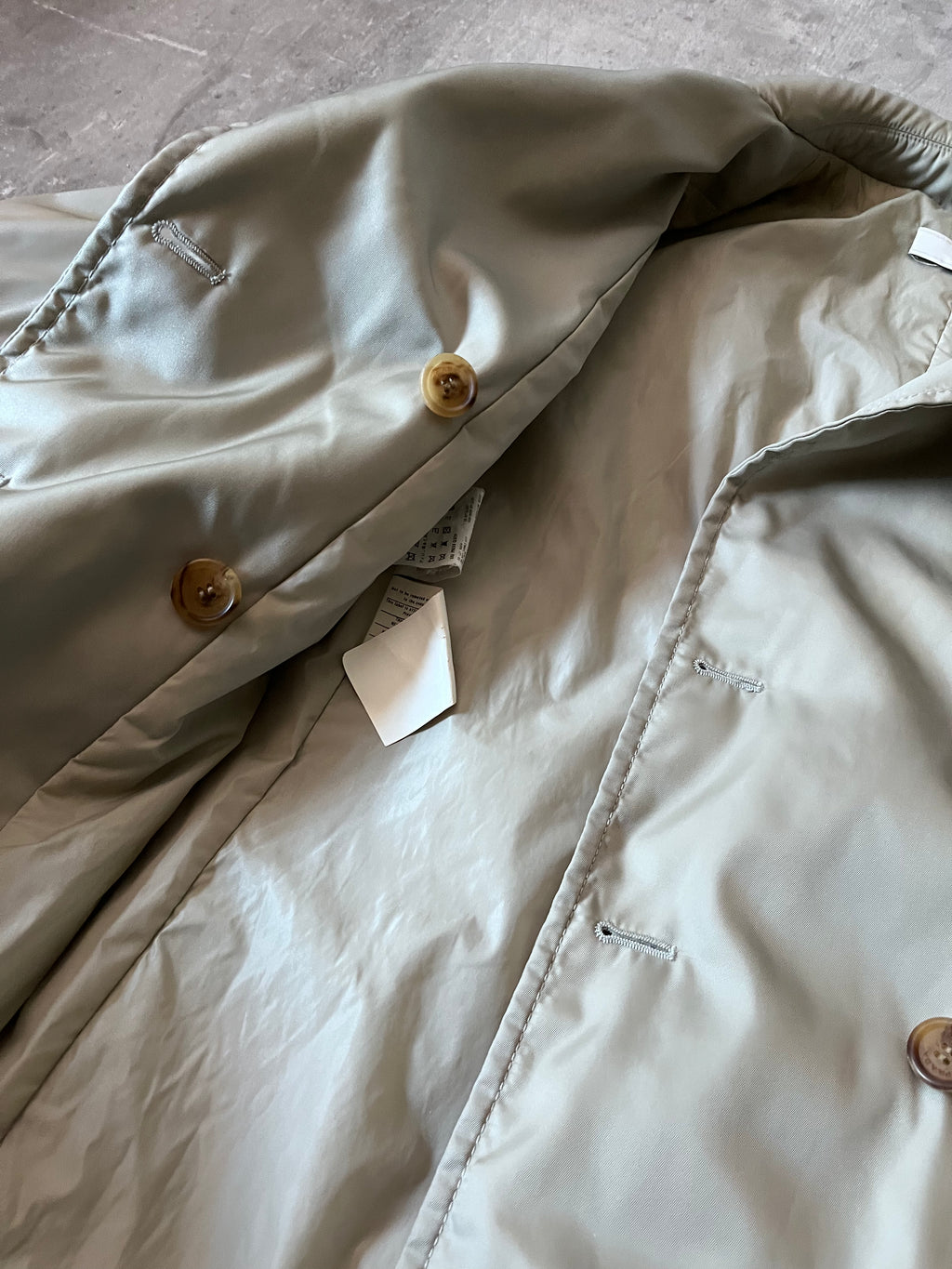 2008 Prada Nylon Double Breasted Trench Coast Jacket Beige Women - L