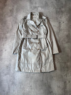 2008 Prada Nylon Double Breasted Trench Coast Jacket Beige Women - L