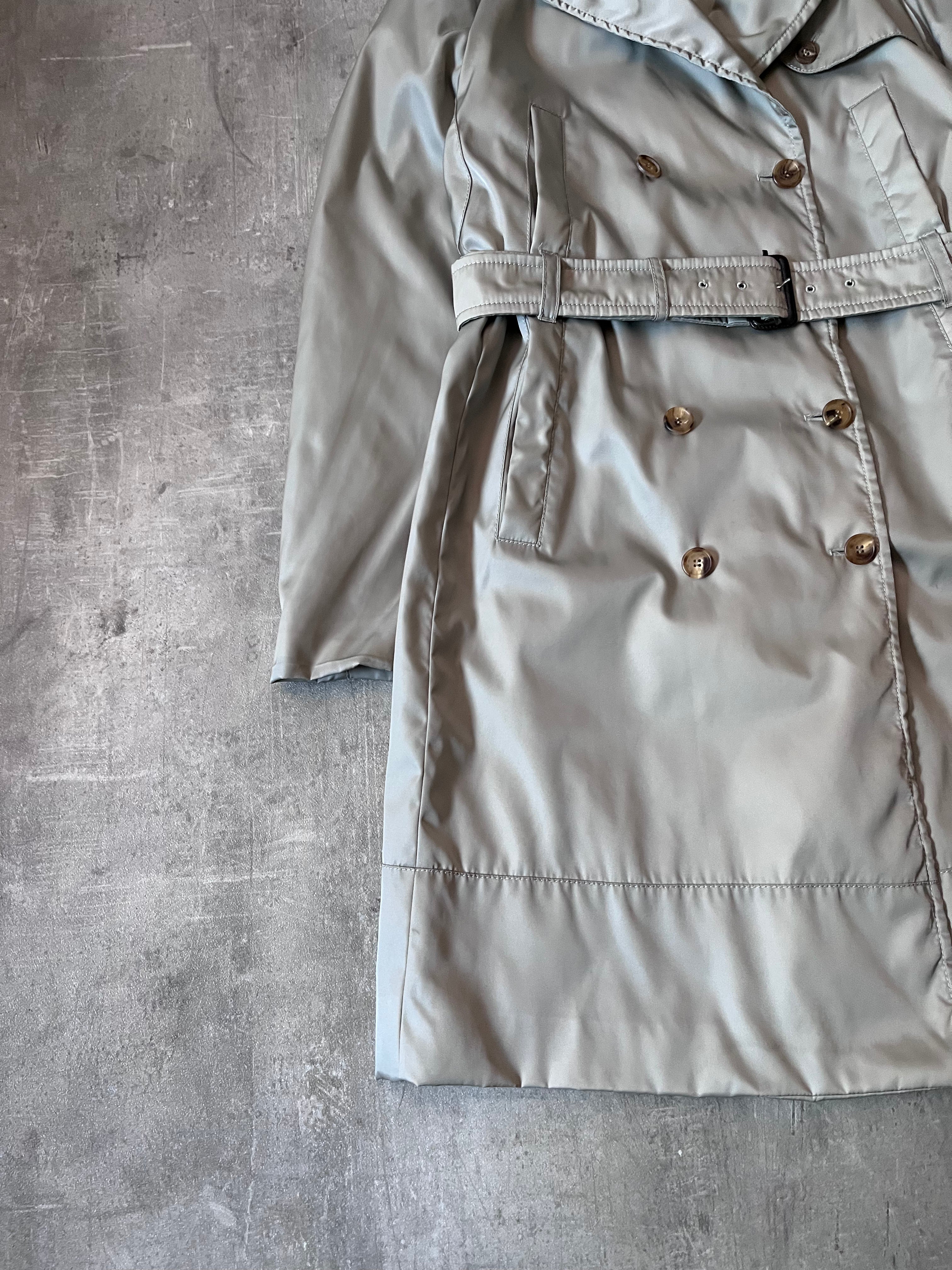 2008 Prada Nylon Double Breasted Trench Coast Jacket Beige Women - L