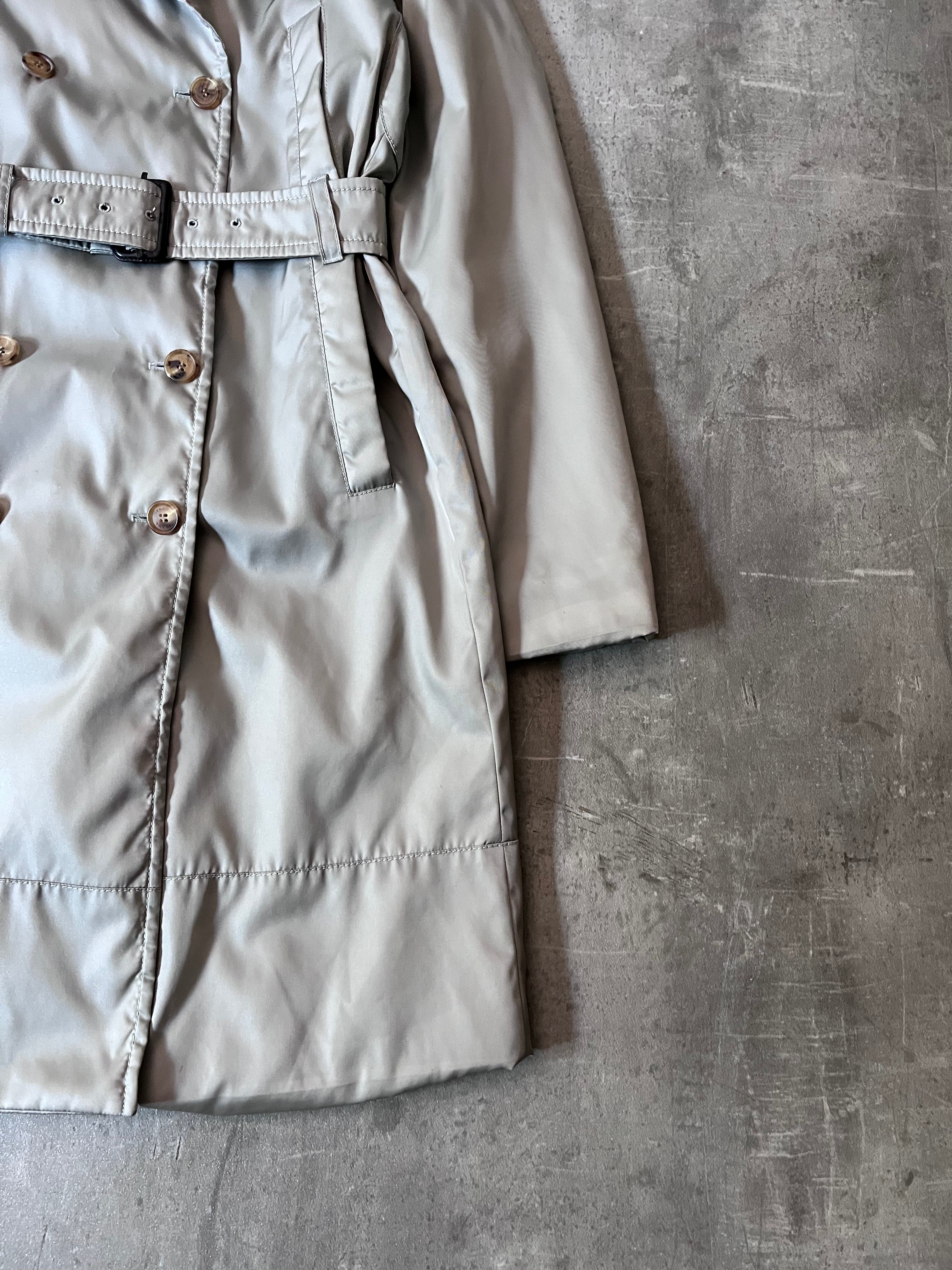 2008 Prada Nylon Double Breasted Trench Coast Jacket Beige Women - L