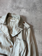2008 Prada Nylon Double Breasted Trench Coast Jacket Beige Women - L