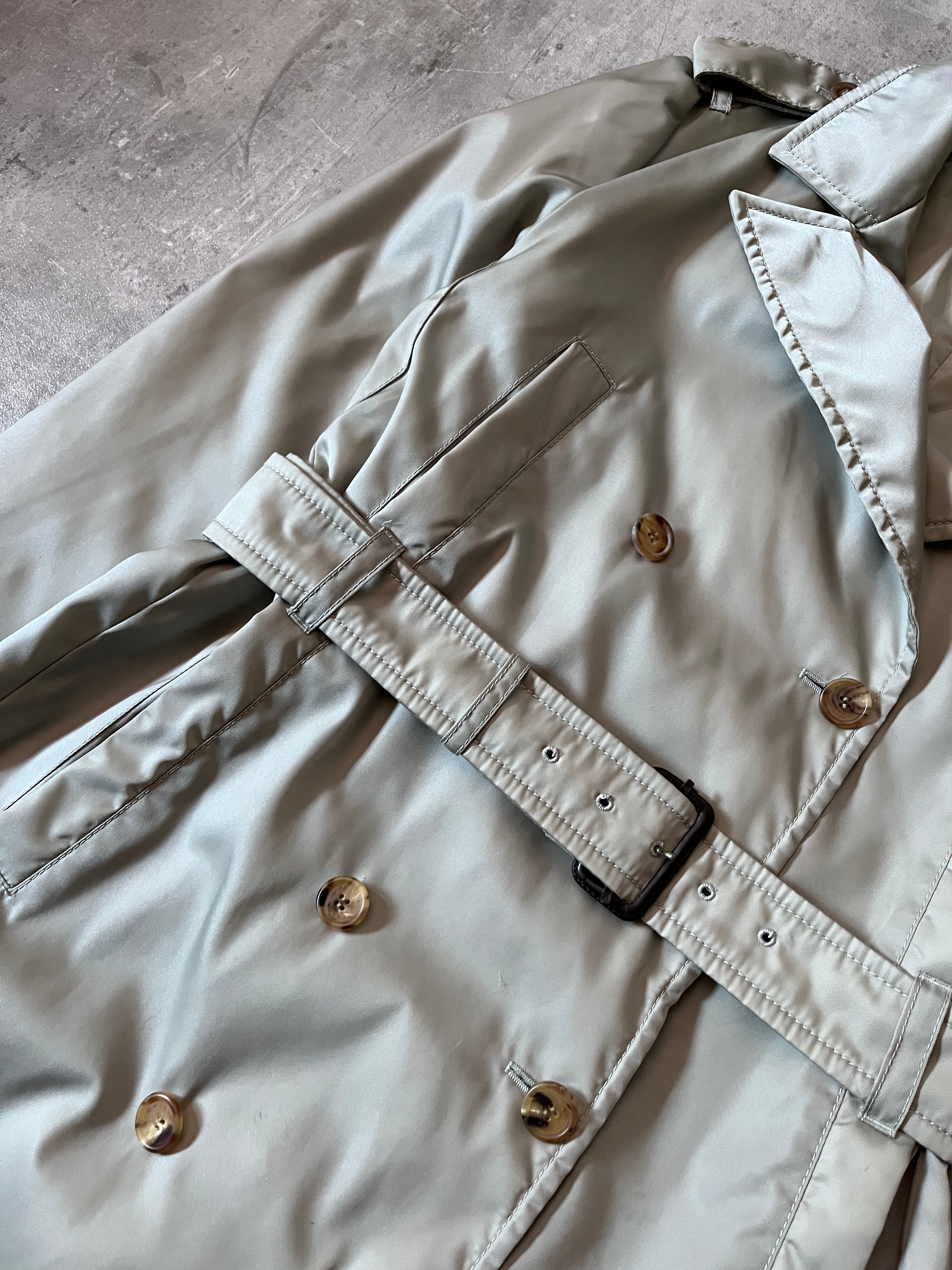 2008 Prada Nylon Double Breasted Trench Coast Jacket Beige Women - L