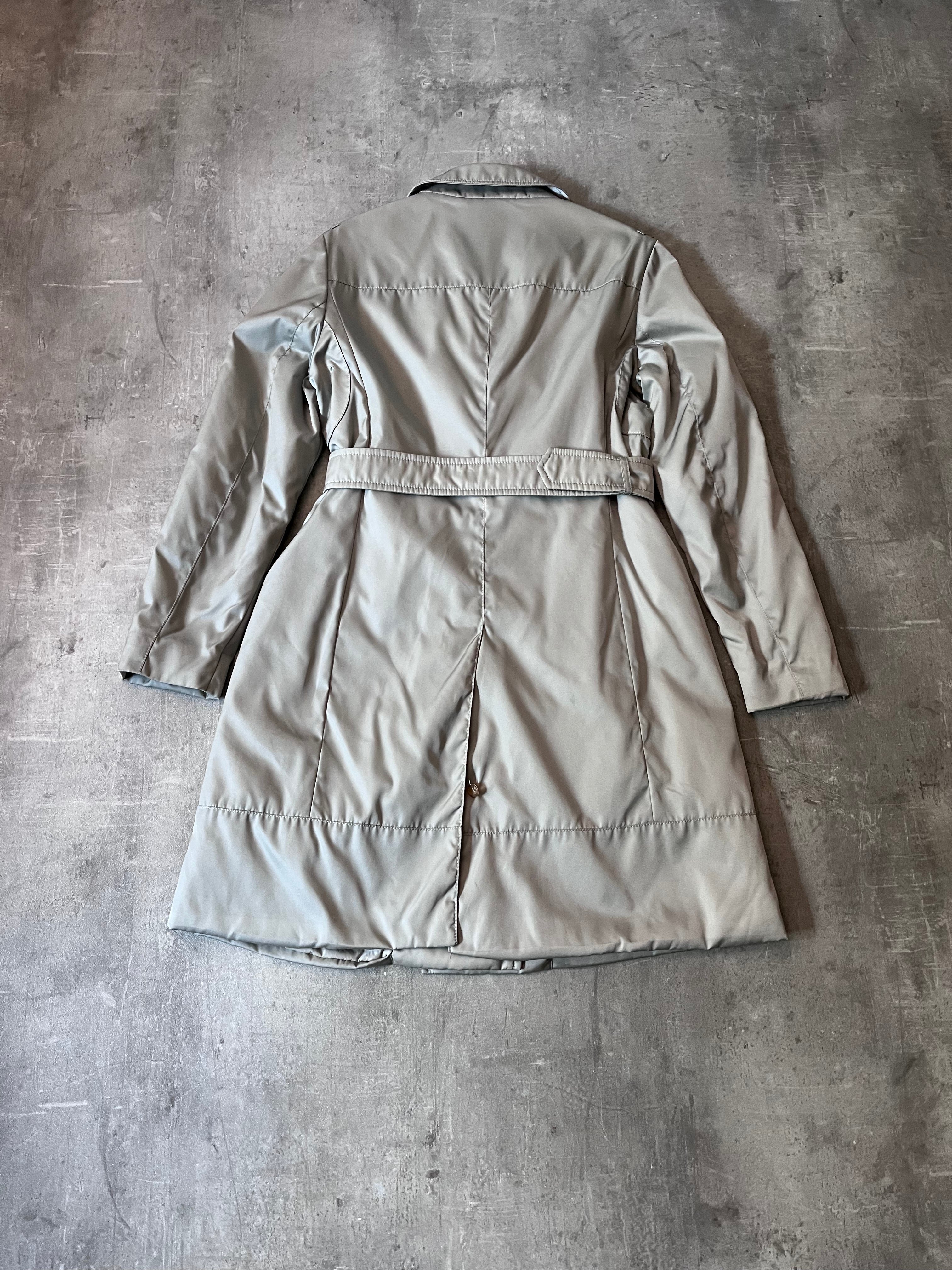 2008 Prada Nylon Double Breasted Trench Coast Jacket Beige Women - L