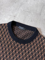 F/W 2019 Prada Geometric Jacquard Wool Cashmere Sweater Black Brown Men - L