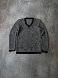 Gucci Patterned V-Neck Merino Wool Sweater Black White Men - XL