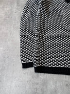 Gucci Patterned V-Neck Merino Wool Sweater Black White Men - XL