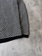 Gucci Patterned V-Neck Merino Wool Sweater Black White Men - XL