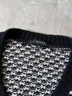Gucci Patterned V-Neck Merino Wool Sweater Black White Men - XL
