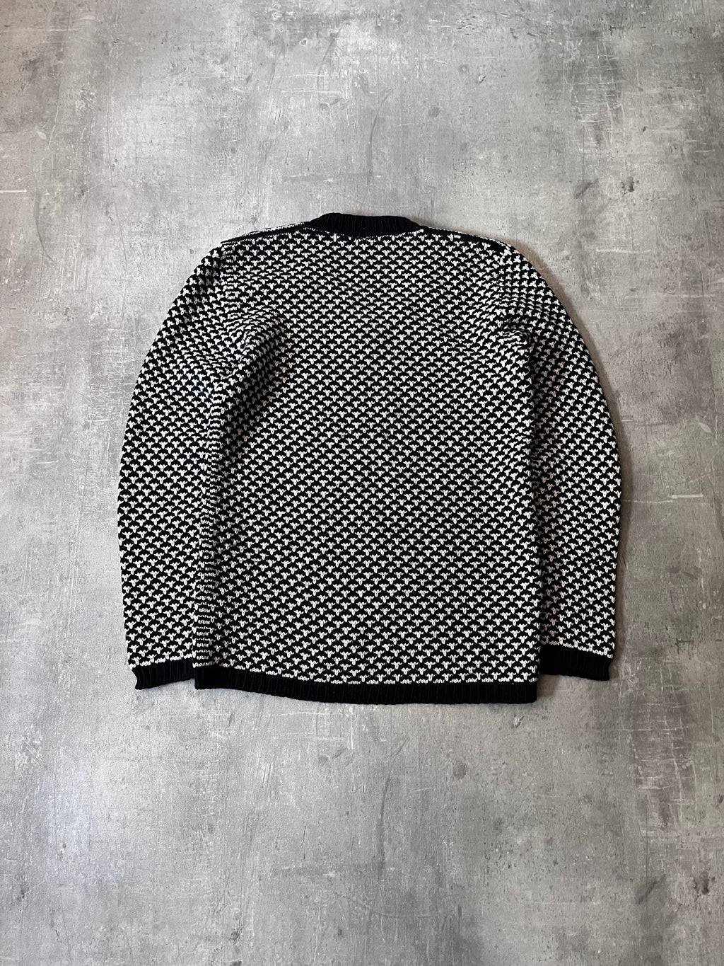 Gucci Patterned V-Neck Merino Wool Sweater Black White Men - XL