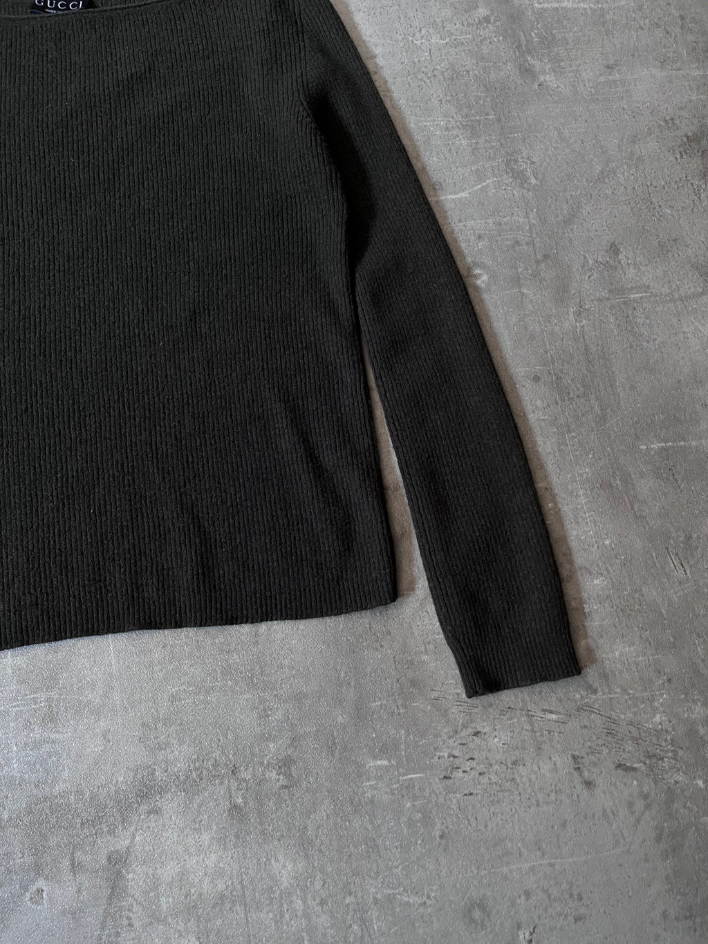 90s Gucci by Tom Ford Ribbed Boat Neck Wool Sweater Green Women - M
