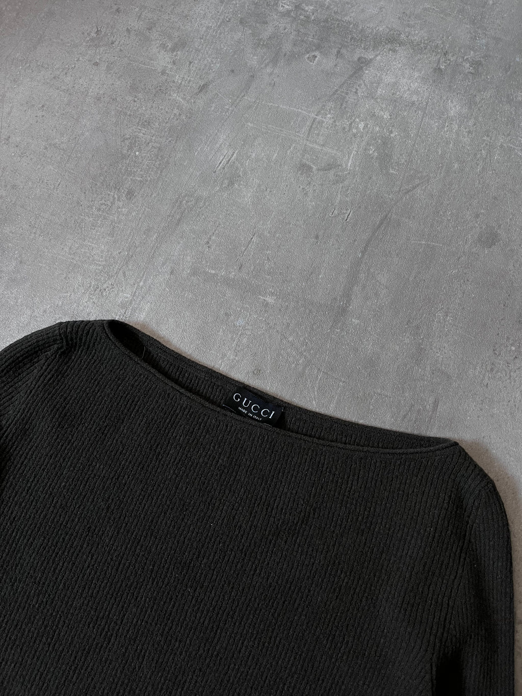 90s Gucci by Tom Ford Ribbed Boat Neck Wool Sweater Green Women - M