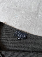 90s Gucci by Tom Ford Ribbed Boat Neck Wool Sweater Green Women - M