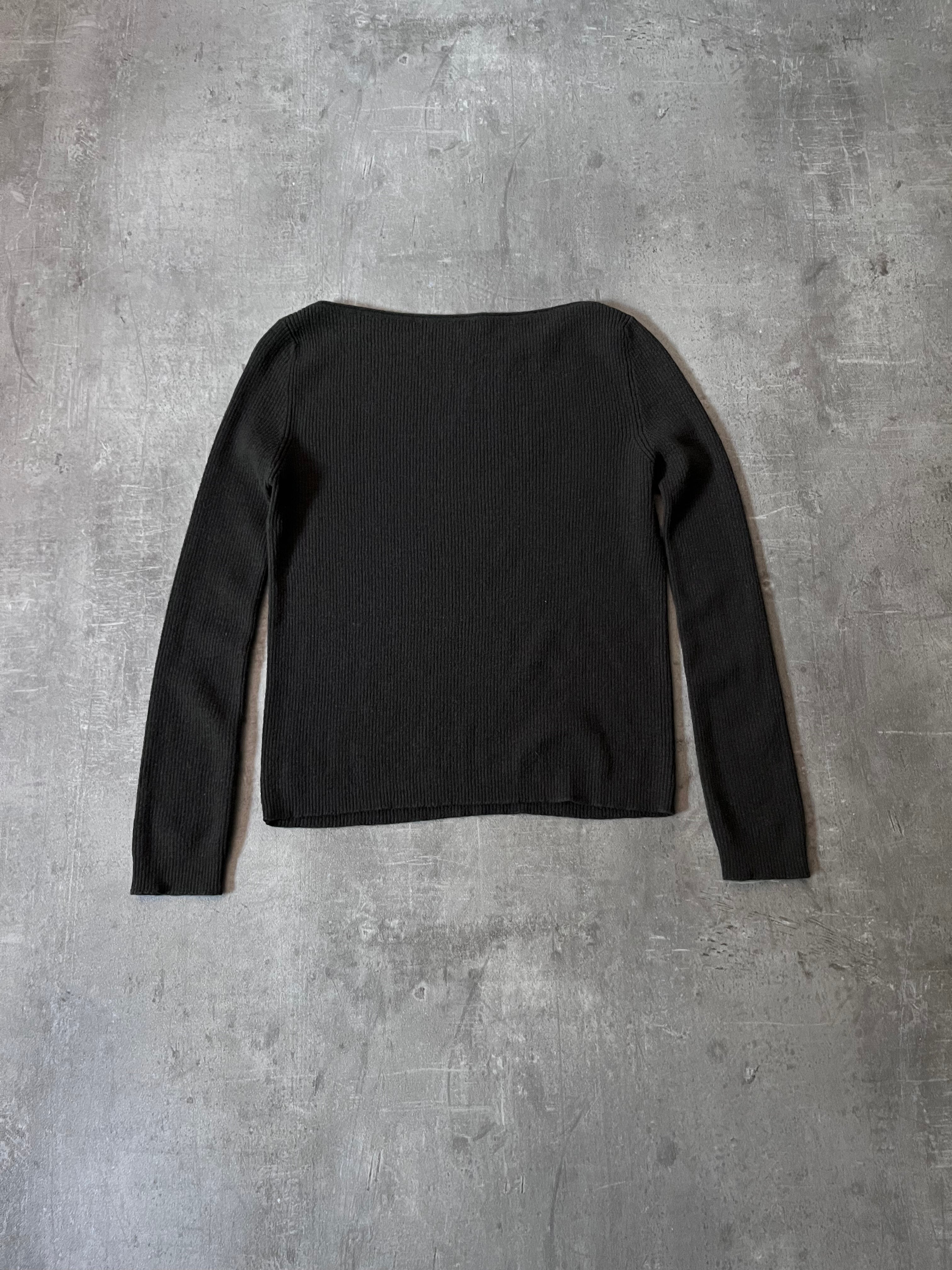 90s Gucci by Tom Ford Ribbed Boat Neck Wool Sweater Green Women - M