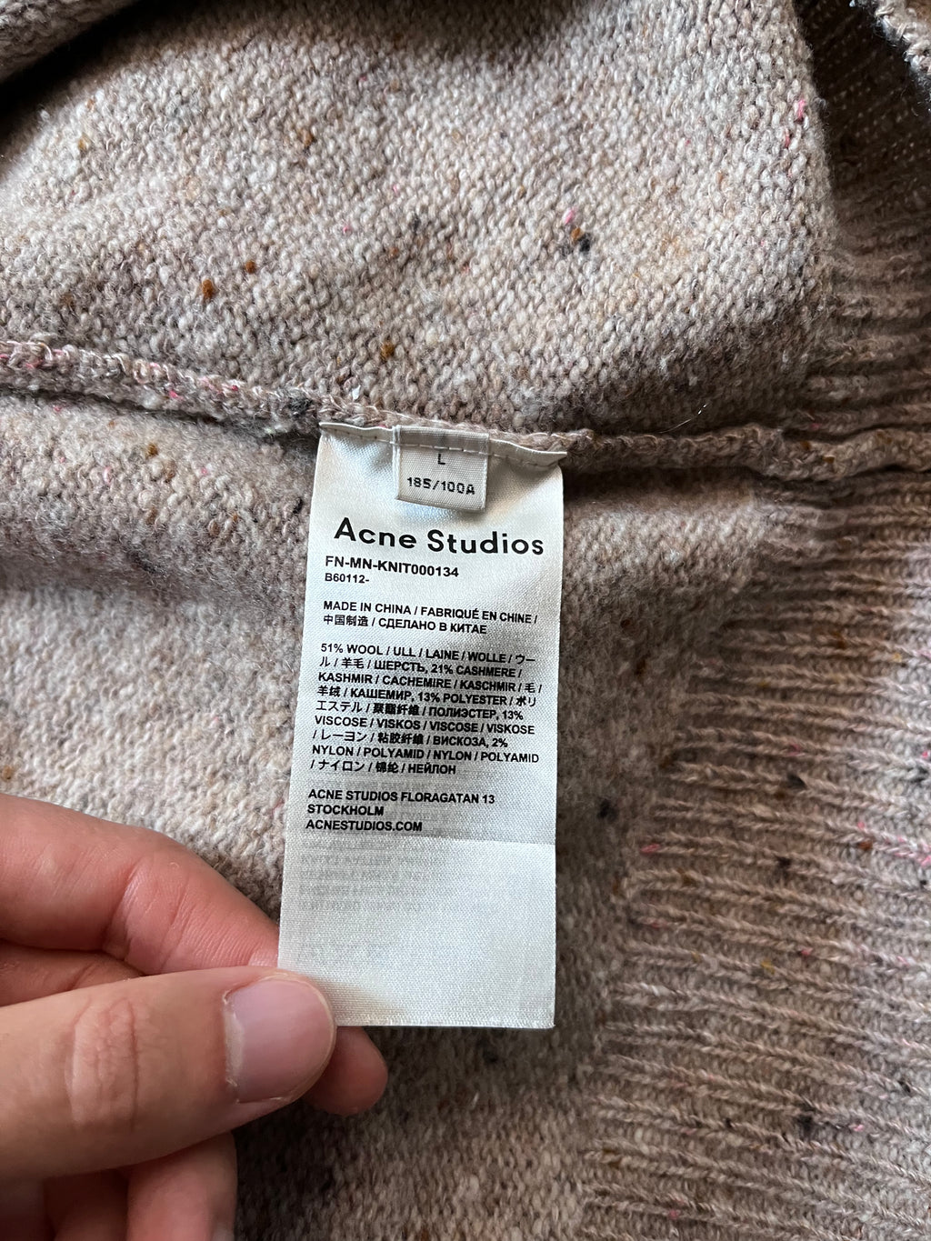Acne Studios Pilled Melange Wool Sweater Beige Men - L