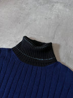 F/W 2018 Prada Ribbed Cashmere Turtleneck Sweater Navy Black Women - S