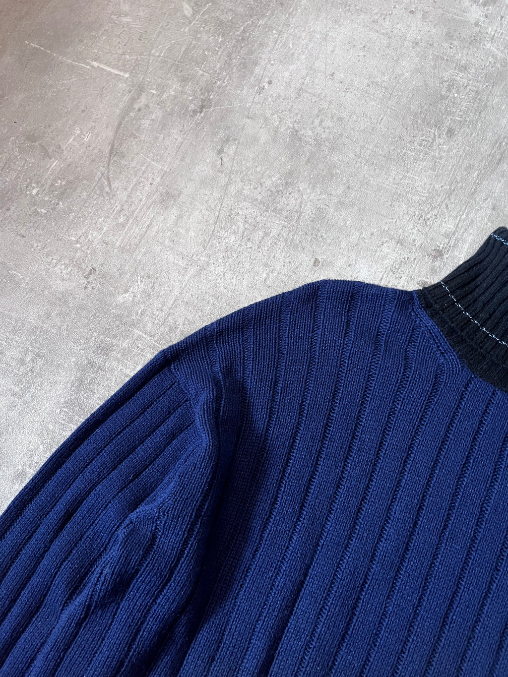 F/W 2018 Prada Ribbed Cashmere Turtleneck Sweater Navy Black Women - S