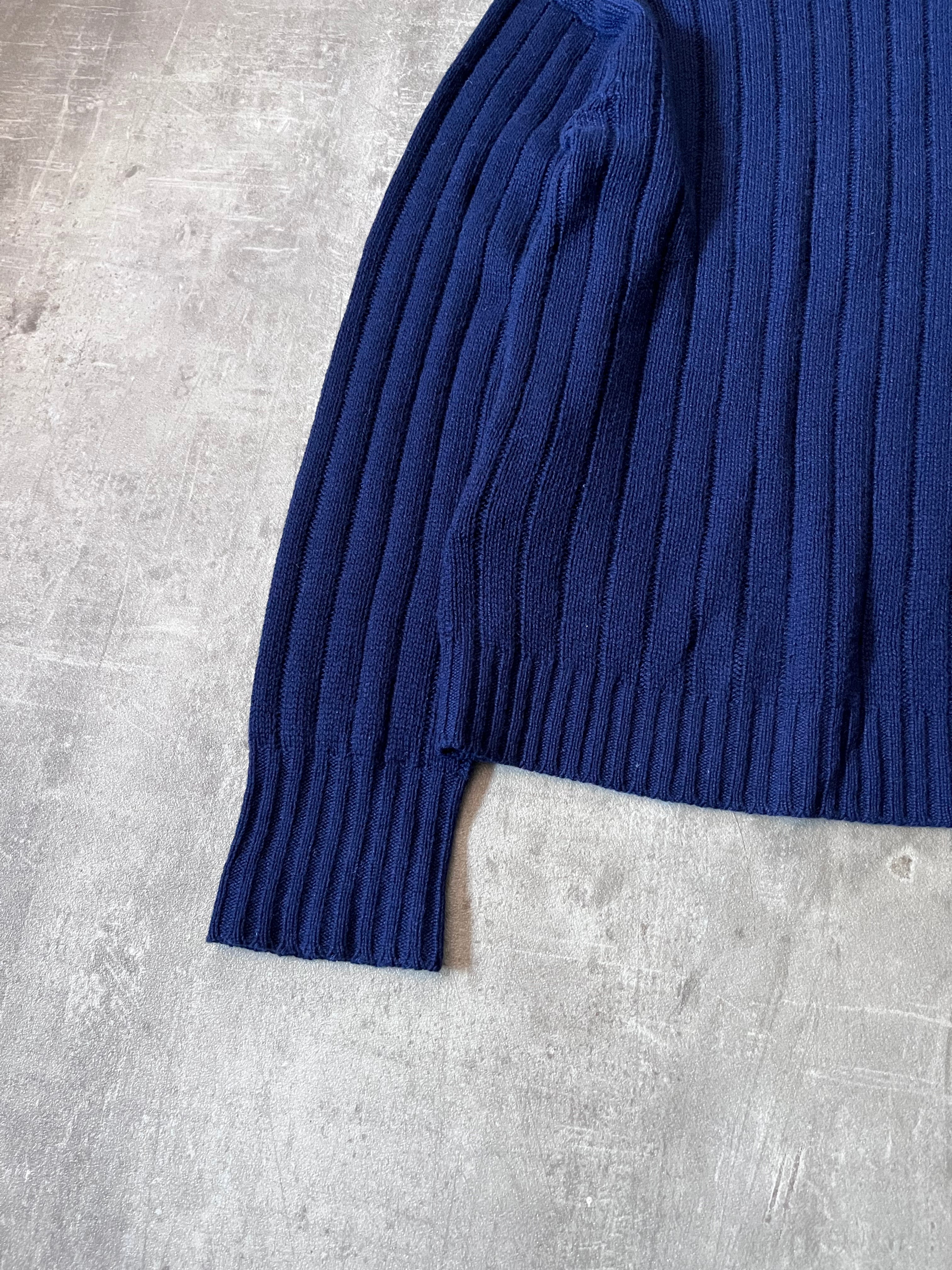 F/W 2018 Prada Ribbed Cashmere Turtleneck Sweater Navy Black Women - S