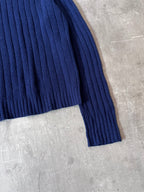 F/W 2018 Prada Ribbed Cashmere Turtleneck Sweater Navy Black Women - S