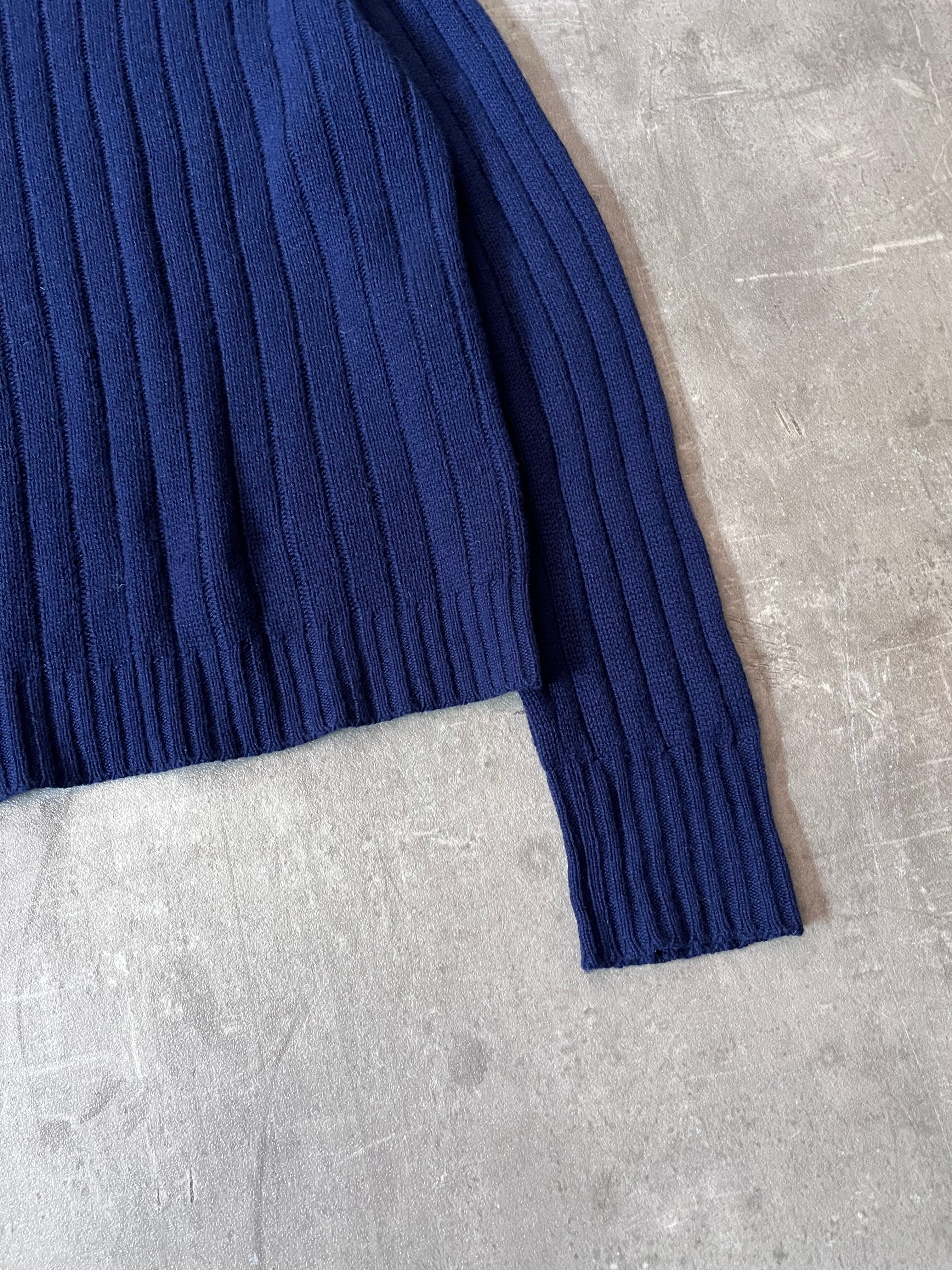 F/W 2018 Prada Ribbed Cashmere Turtleneck Sweater Navy Black Women - S