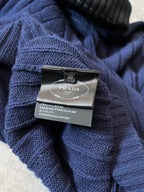 F/W 2018 Prada Ribbed Cashmere Turtleneck Sweater Navy Black Women - S