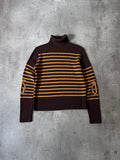 90s Jean Paul Gaultier Striped Ribbed Turtleneck Sweater Brown Yellow Women - M