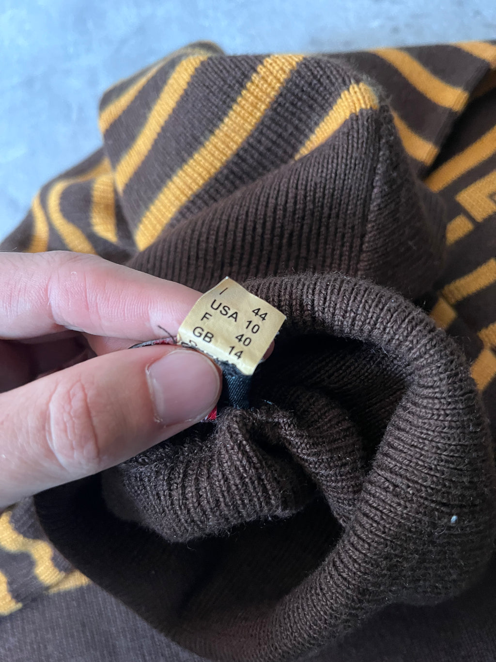 90s Jean Paul Gaultier Striped Ribbed Turtleneck Sweater Brown Yellow Women - M